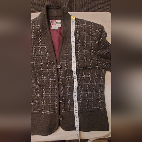 Plaid Wool Blazer Size 8 Dark Academia Preppy Vintage Tailored Jacket - Picture 8 of 13